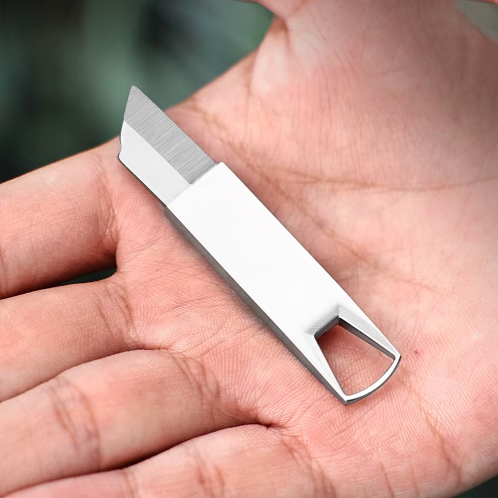 Mini-Taschenmesser aus Edelstahl. Finger Knife,45 mm, mit Anti-Lost-Text oder individueller Lasergravur