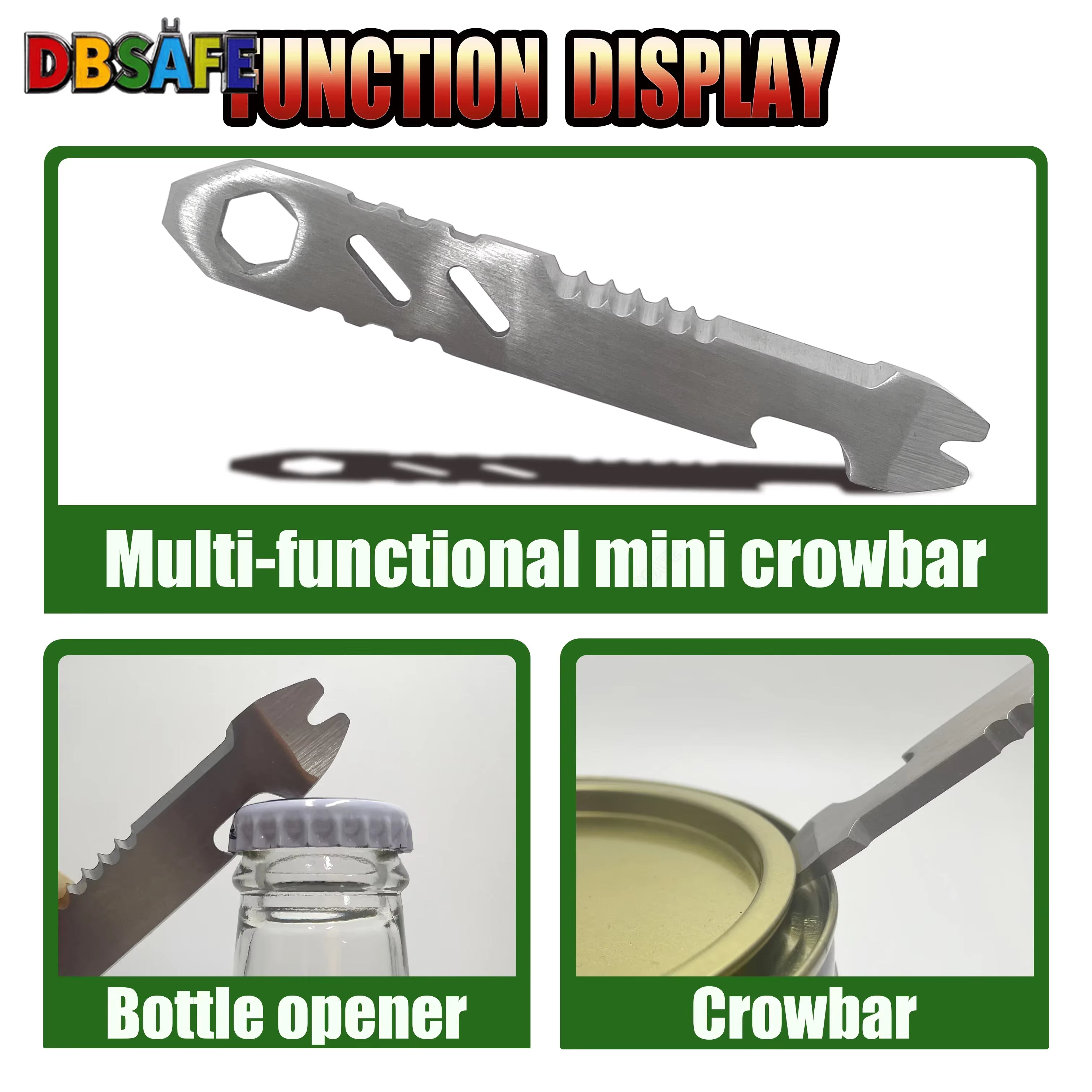 Mini-Edelstahl-Brechhebel Multitool – Inbusschlüssel & Flaschenöffner (EDC) – mit Anti-Lost-Text & individueller Lasergravur