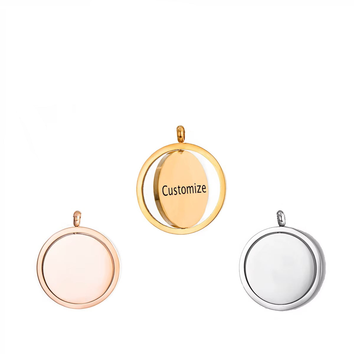 Edelstahl-Anhänger rund drehbar – mit Anti-Lost-Text & individueller Lasergravur